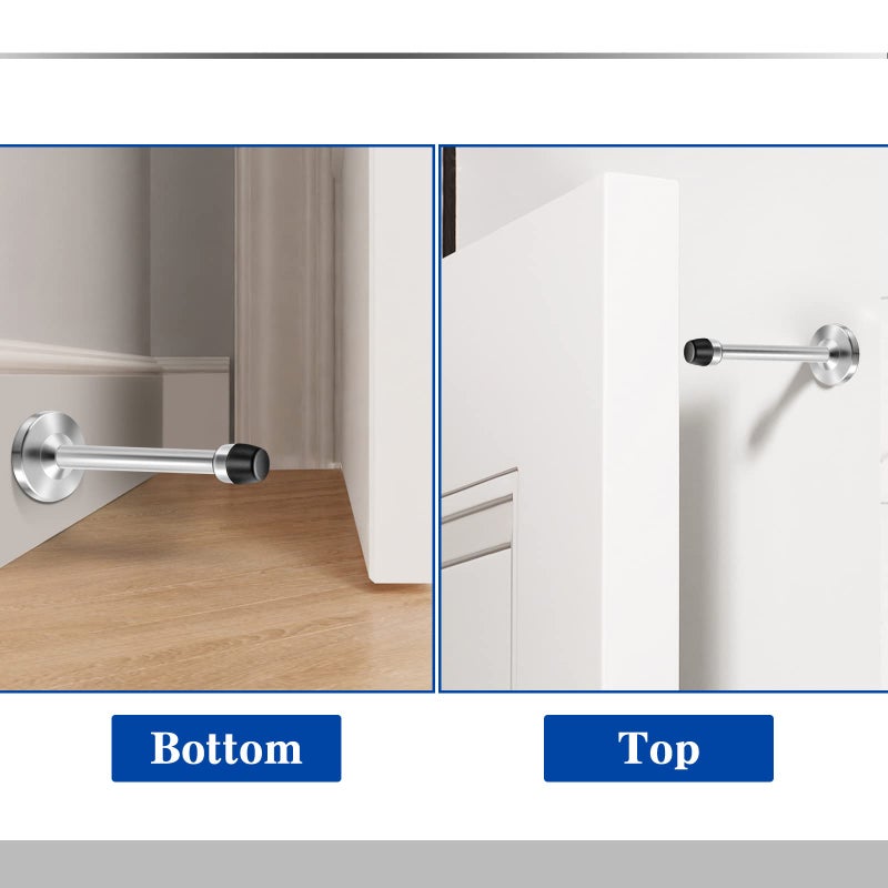 KOLAKO Door Stopper, Door Stop 5 Inch(120mm) Stainless Steel Brushed Satin Nickel Doorstops, Modern Mute Door Holder Wall Mount Doors Wall Protector Doorstop, Silver - Image 5